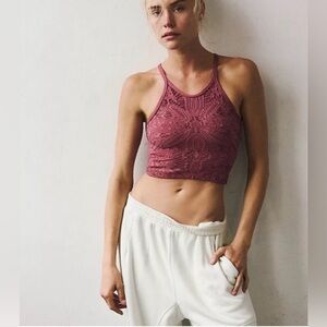 Free People Happiness Runs Floral Crop Tank M/L Excellent Condition